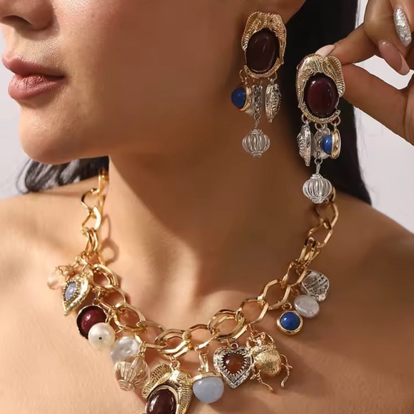 Zara Retro Imitation Pearl Round Geometric Tassel Pendant Earrings - Picture 6 of 7